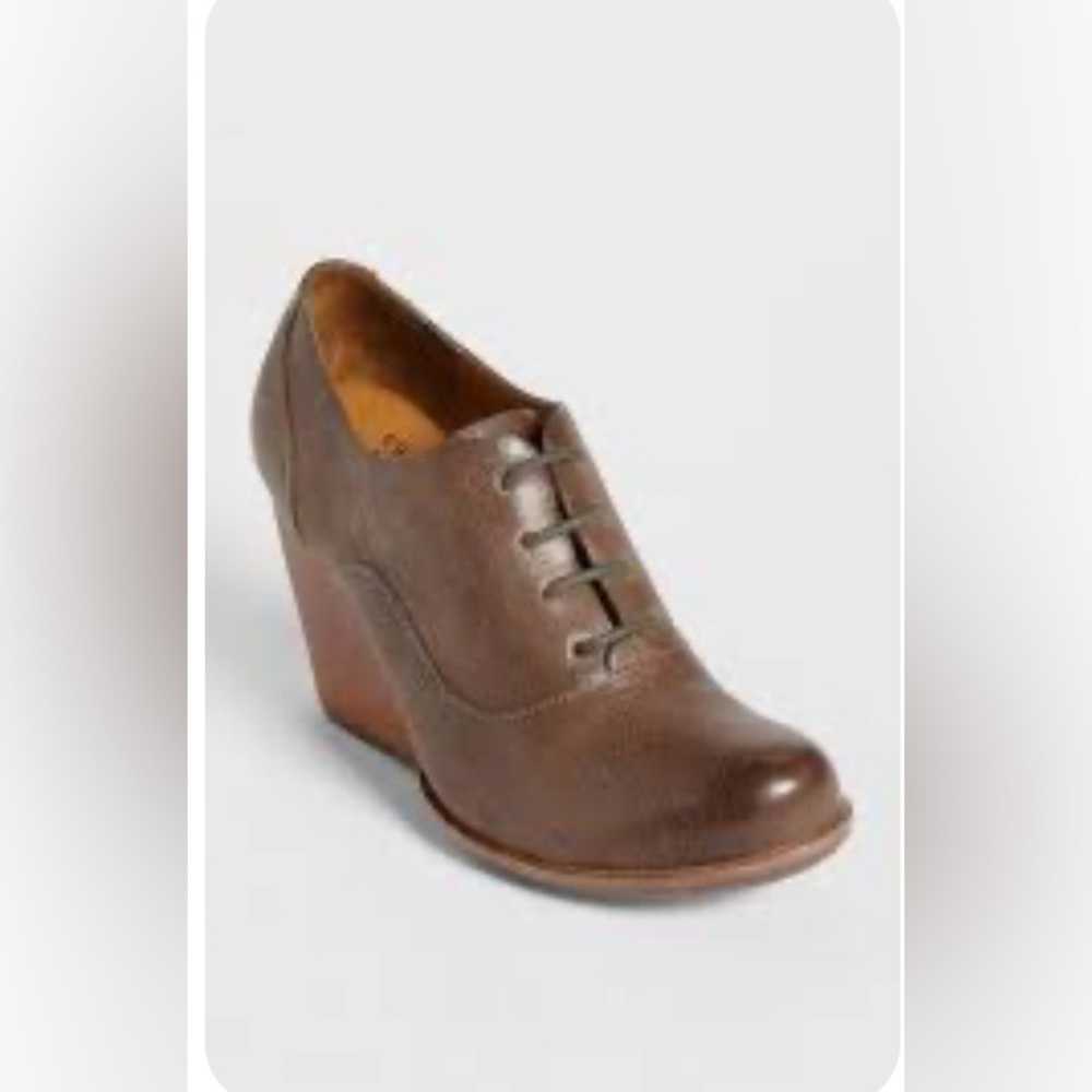 Kork Ease Chianne Victorian High Wedge Leather Oxford Ankle Bootie Womens 7.5.